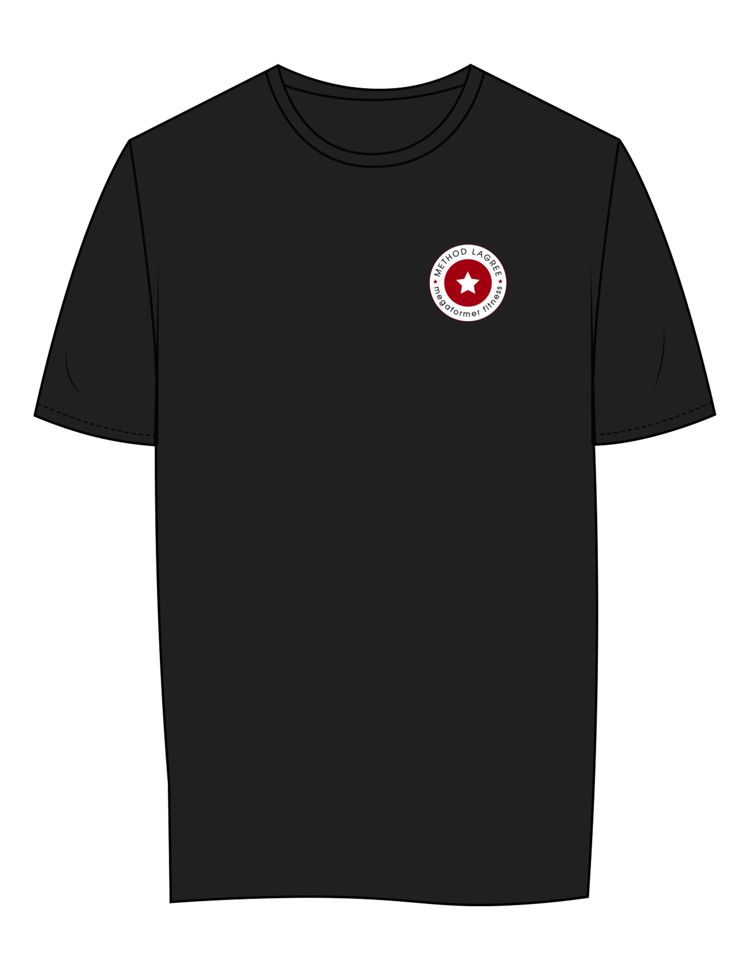 The Womens Tee - Black - Method Lagree - Left Chest Round & Center Back - Printed - Full Color