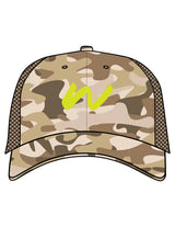 The Trucker Hat - Camo / Sand - Whit At Home - Center Crown "W" - Printed- Lime