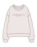 The Womens Crewneck - Bone - Pilates Practice - Center Chest Stacked - Printed - Slate
