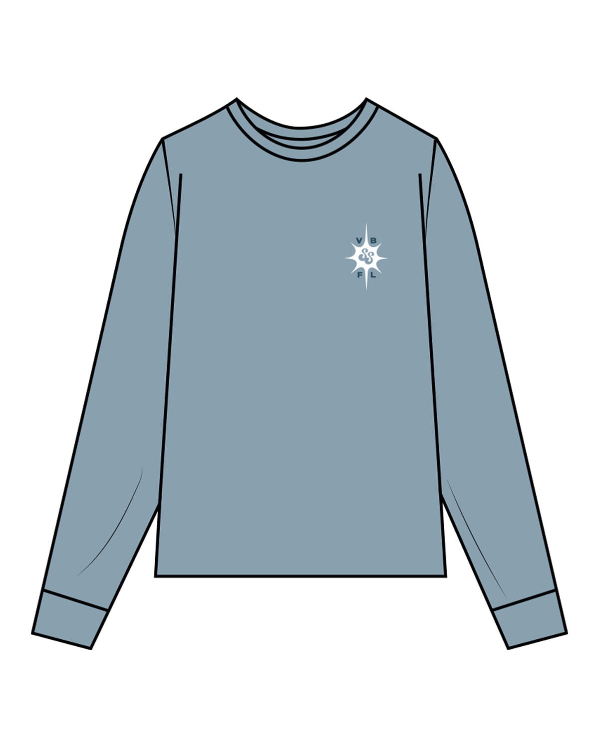 The Unisex Midweight Long Sleeve - Ice Blue - Sunrise Sculpt - Left Chest & Back Stacked - Printed - Full Color