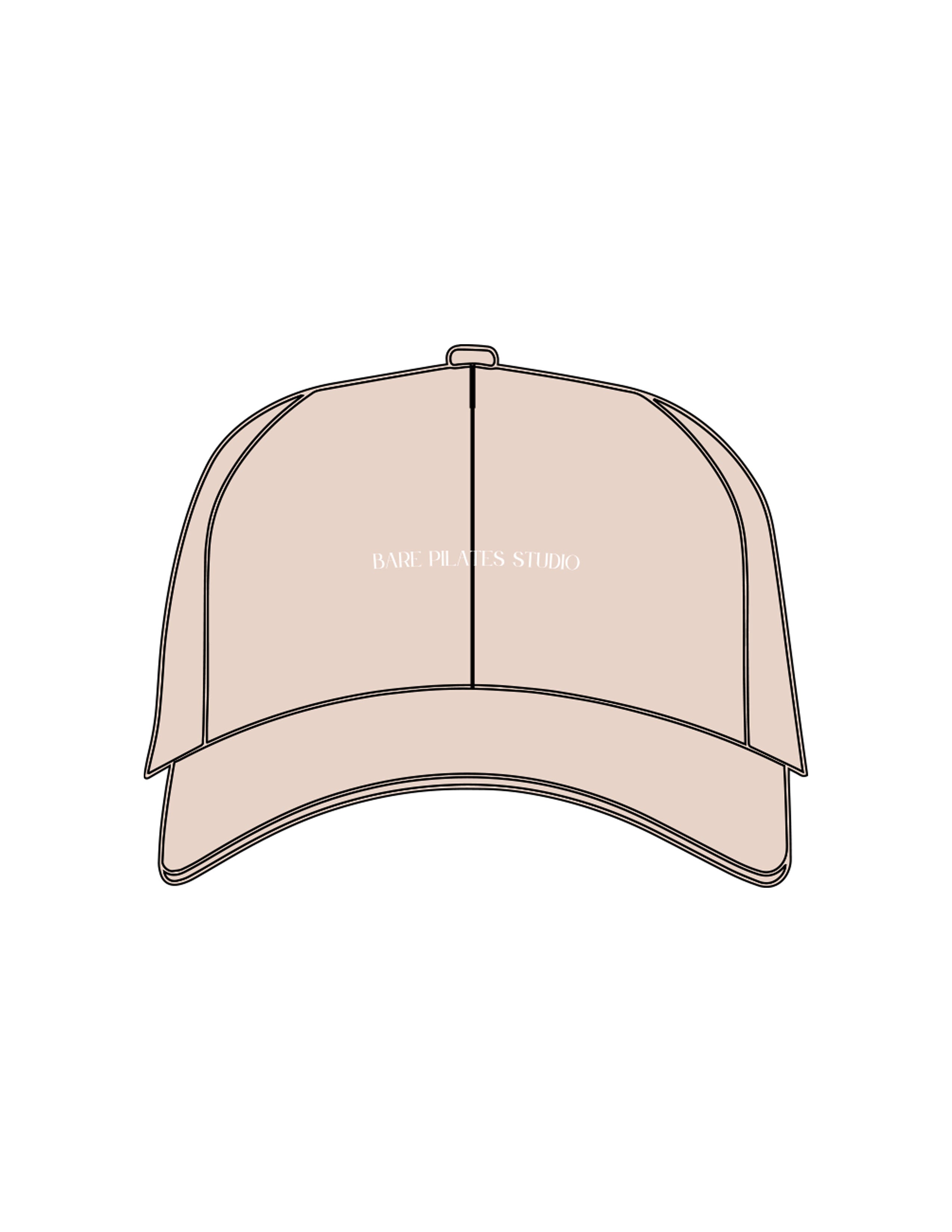 The Dad Hat - Stone - Bare Pilates - Center Crown & Right Panel - Embroidered - White
