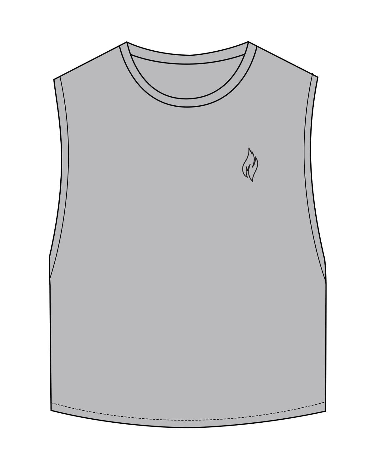 The Crop Muscle Tank - Storm - The Burn Society - Left Chest - Printed - Black