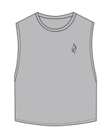 The Crop Muscle Tank - Storm - The Burn Society - Left Chest - Printed - Black