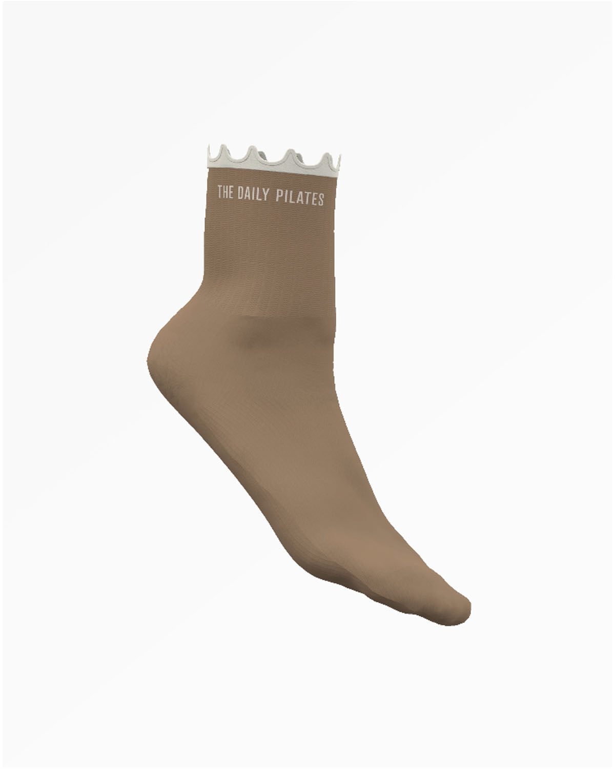 The Daily Pilates  3/4 Crew Sock - Tan - Ruffle