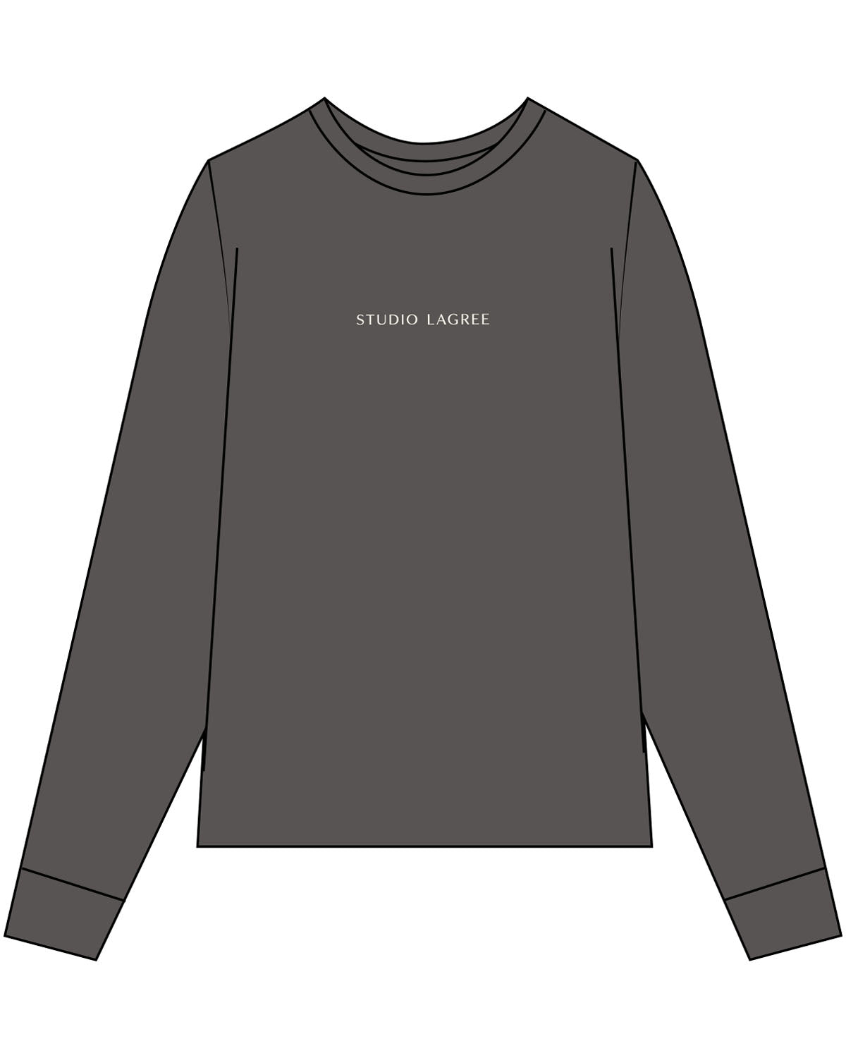 The Unisex Midweight Long Sleeve - Pepper - Studio Lagree - Center Chest - Upper Back - Printed - Off White