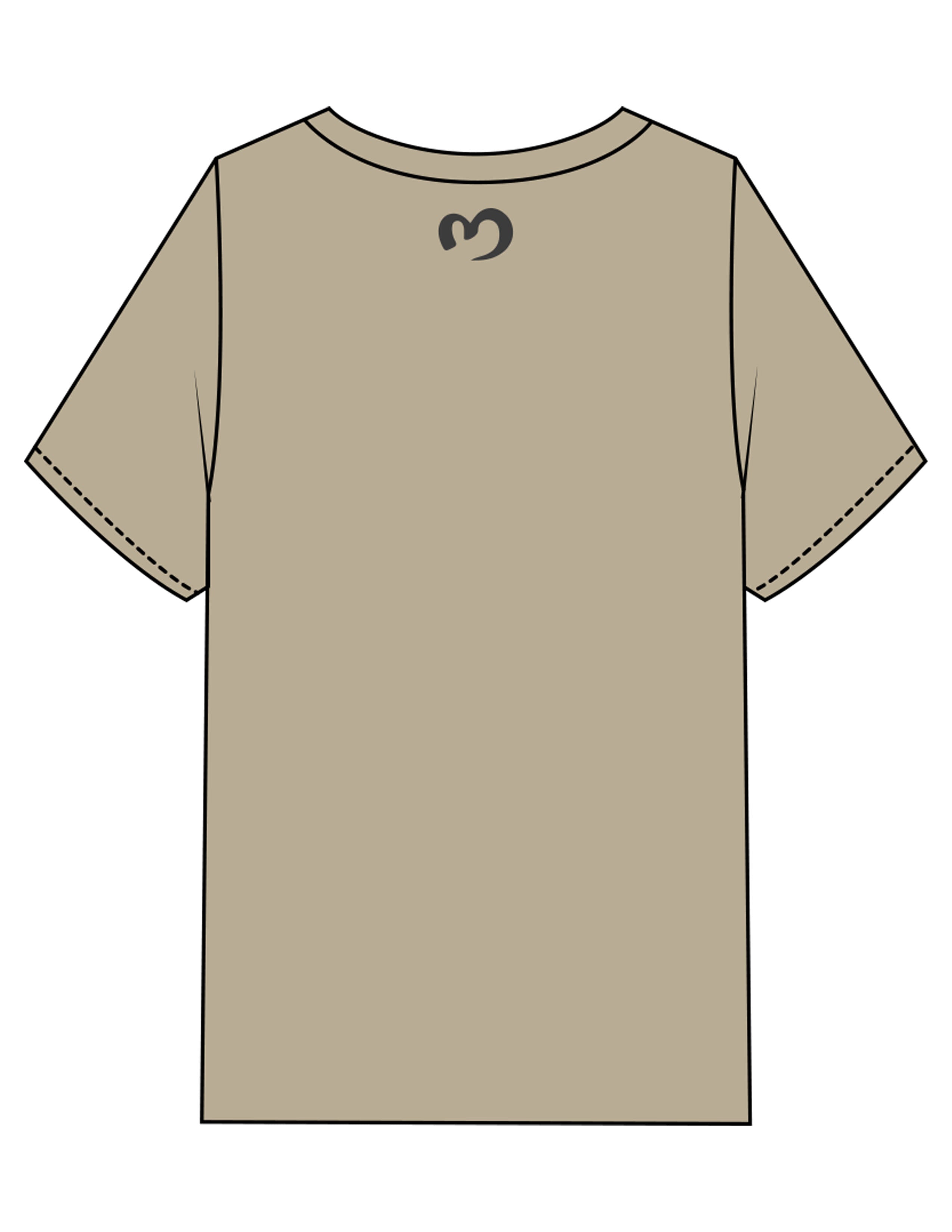 The Mens Heavyweight Tee - Washed Khaki - Mantra - Center Chest & Back Neckline - Printed - Charcoal