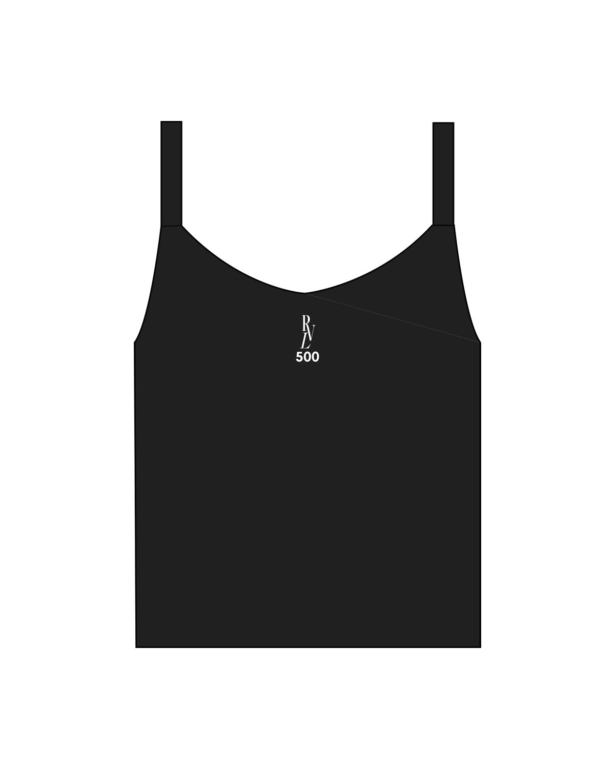 The Micro Rib Strappy Crop Tank - Black - Revel Method - Center Chest Stacked - Back Neckline - Printed - White