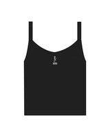 The Micro Rib Strappy Crop Tank - Black - Revel Method - Center Chest Stacked - Back Neckline - Printed - White