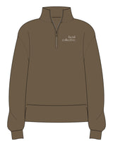 The Mens 1/4 Zip - Walnut - Facial Collective - Left Chest Stacked - Printed - White