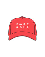 The 5 Panel Trucker Hat - Red - Bare&Sol - Center Crown Stacked - Printed - White