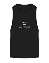 The Scoop Muscle Tank - Black - LVL - Center Chest - Printed - White