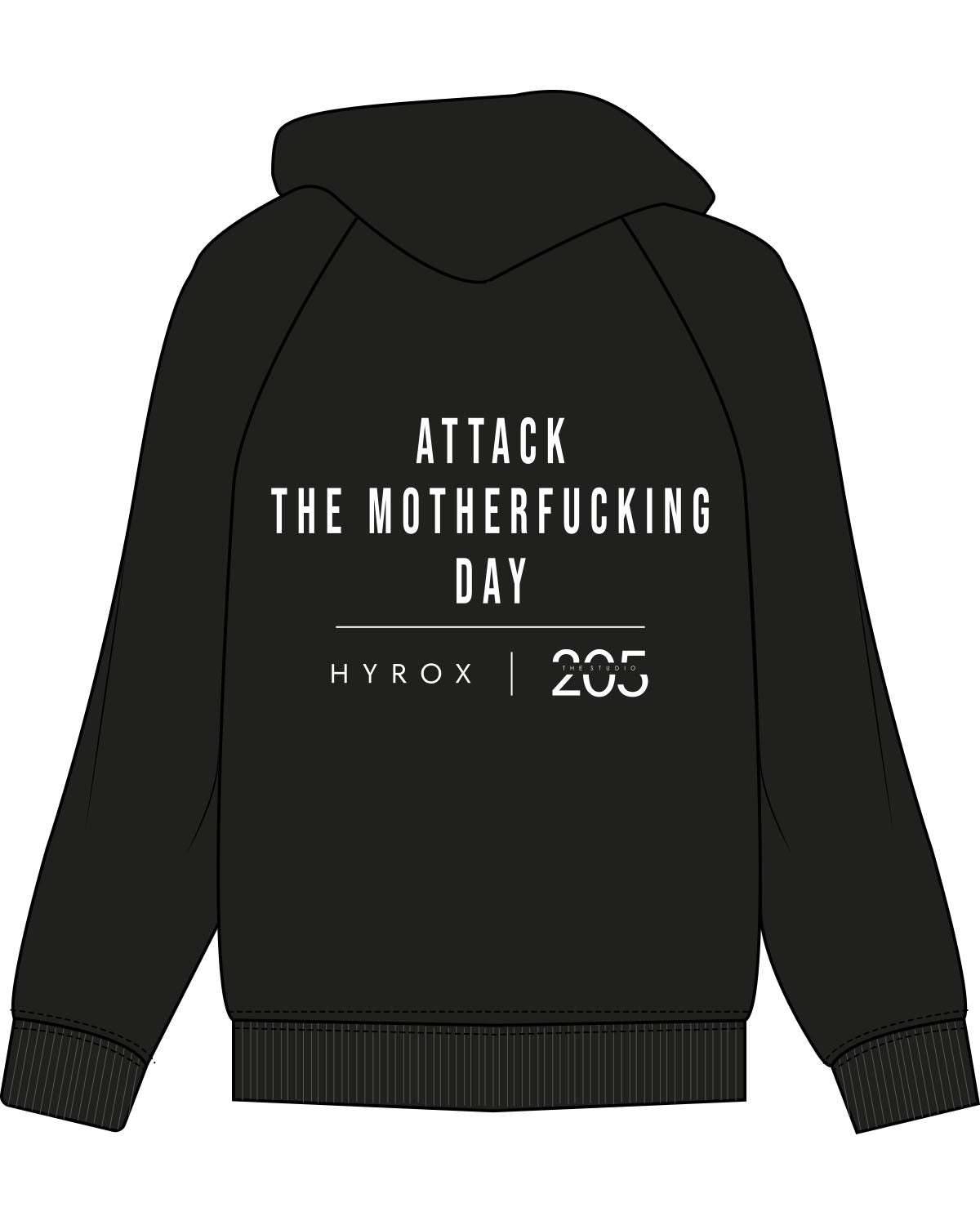 The Mens Hoodie - Black - Studio 205 - Center Chest Stacked - Back Stacked - Printed - White