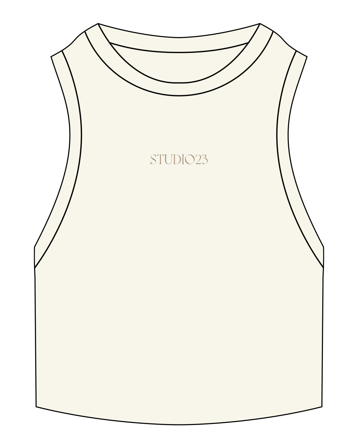 The Ribbed Crop Tank - Off White - Studio23 - Center Chest - "Studio23" Logo -  Embroidered - Tone on Tone
