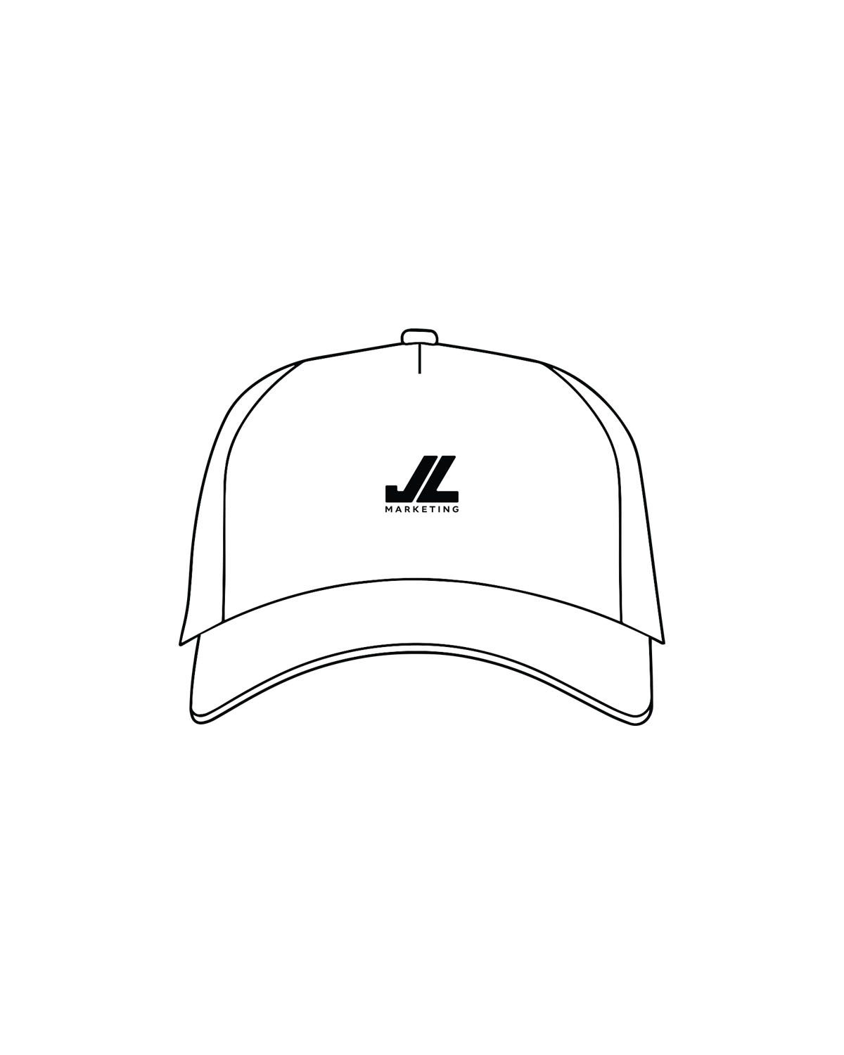 The 5 Panel Trucker Hat - White - JL Marketing - Center Crown - Embroidered - Black