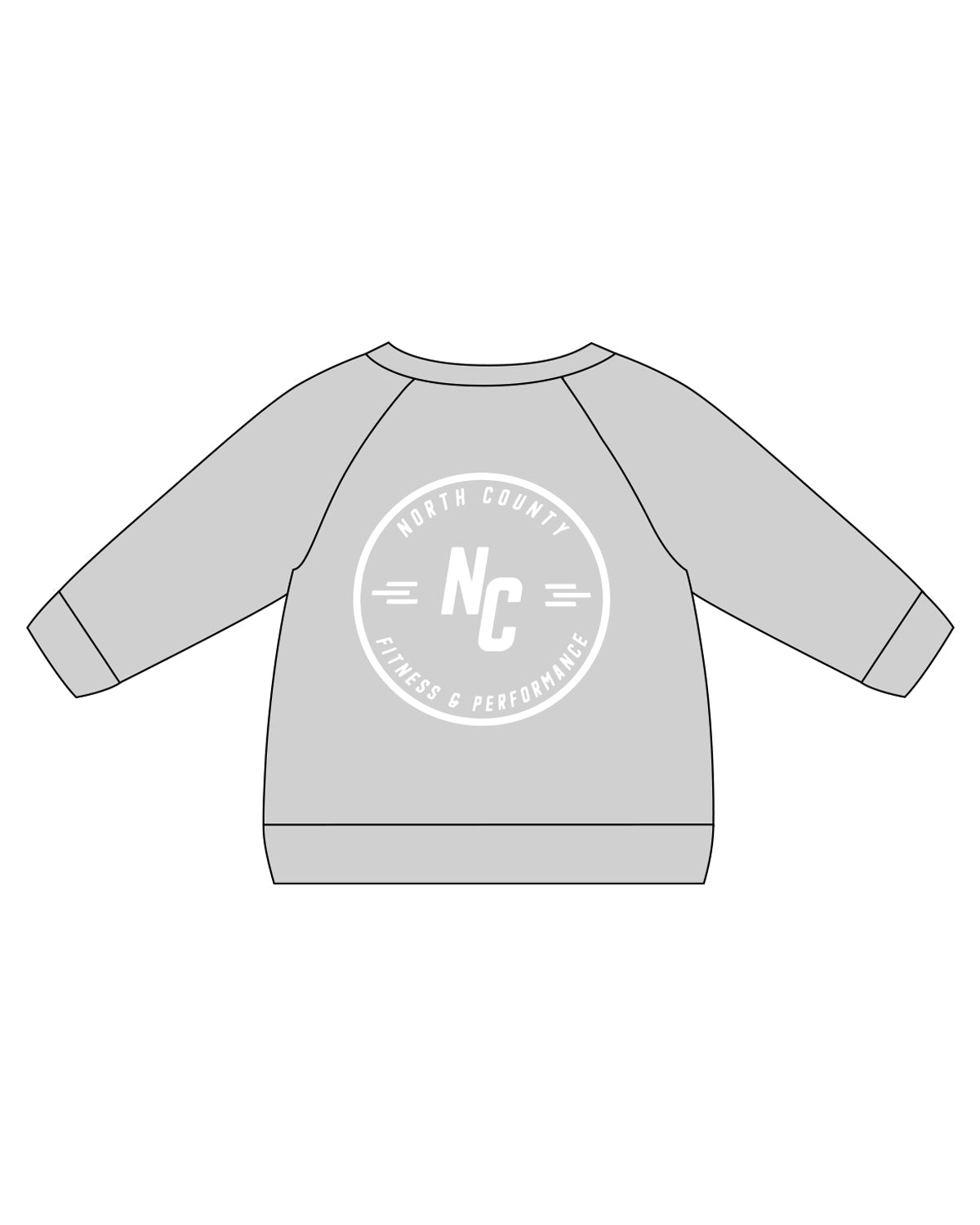 The Kids Crewneck - Heather - North County Fitness - Left Chest & Back Center - White