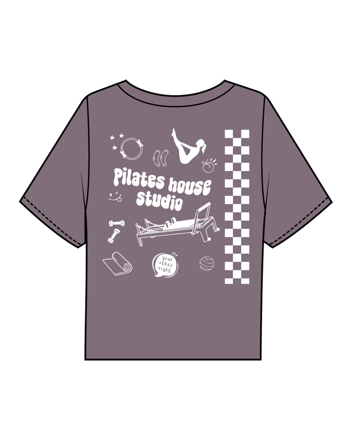 The Boxy Crop Tee - Mauve - PHS - Center Chest - Back Center - Printed - White