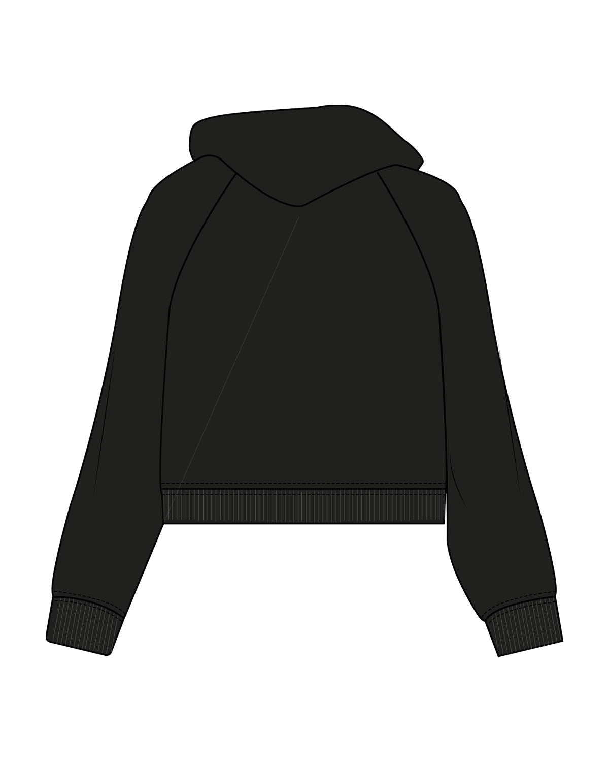 The Womens Crop Hoodie - Black - Sculpt'd Studios - Center Chest - Embroidered - Tone on Tone
