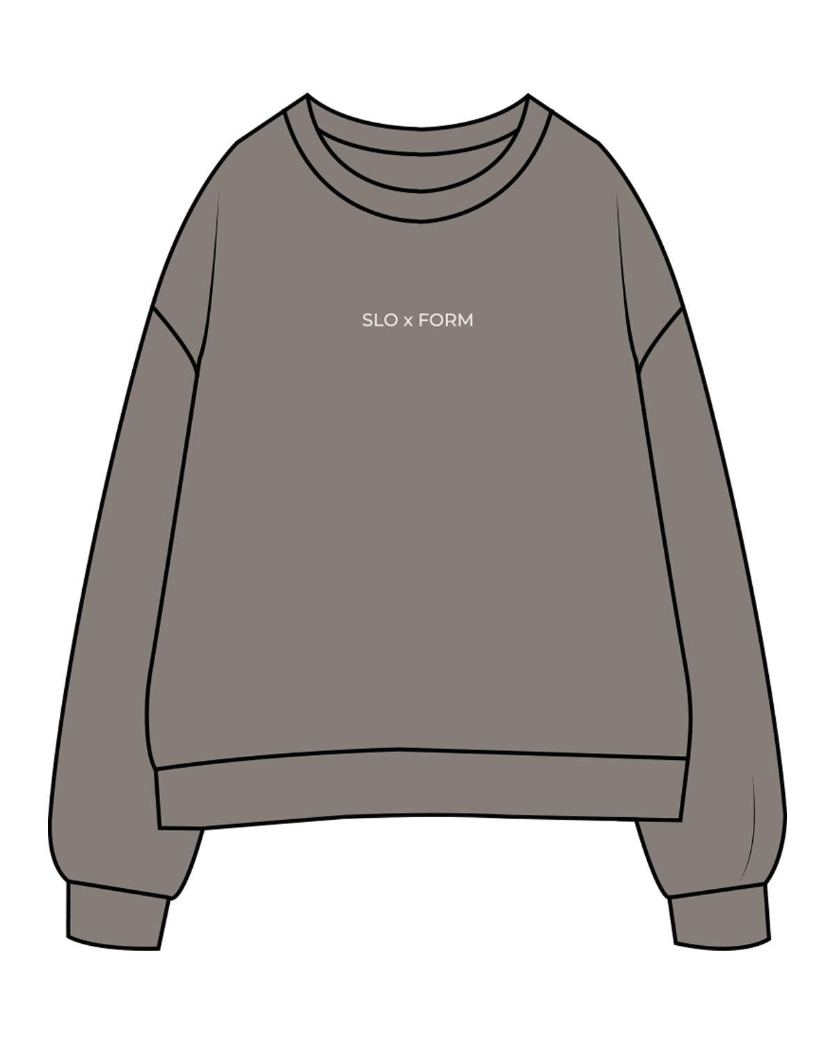 The Womens Crewneck - Washed Gray - Slo x Form - Center Chest - Embroidered - Off White