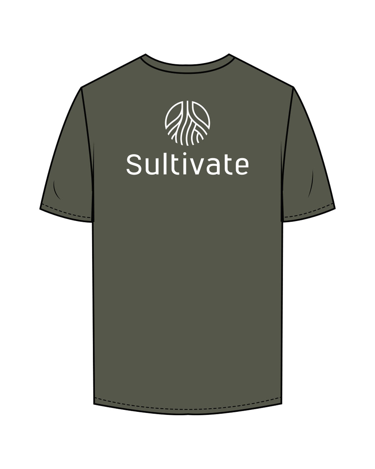 The Mens Tee - Cypress - Sultivate - Left Chest & Back Stacked - Printed - White
