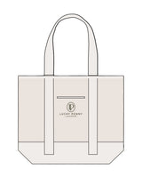 The Contrast Tote Bag - Natural / Natural - Lucky Penny - Center - Icon -Back - Lucky Girl -Printed - Green
