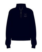 The Womens 1/4 Zip - Navy - Aligned Pilates - Left Chest Icon Stacked - Embroidered - Off White