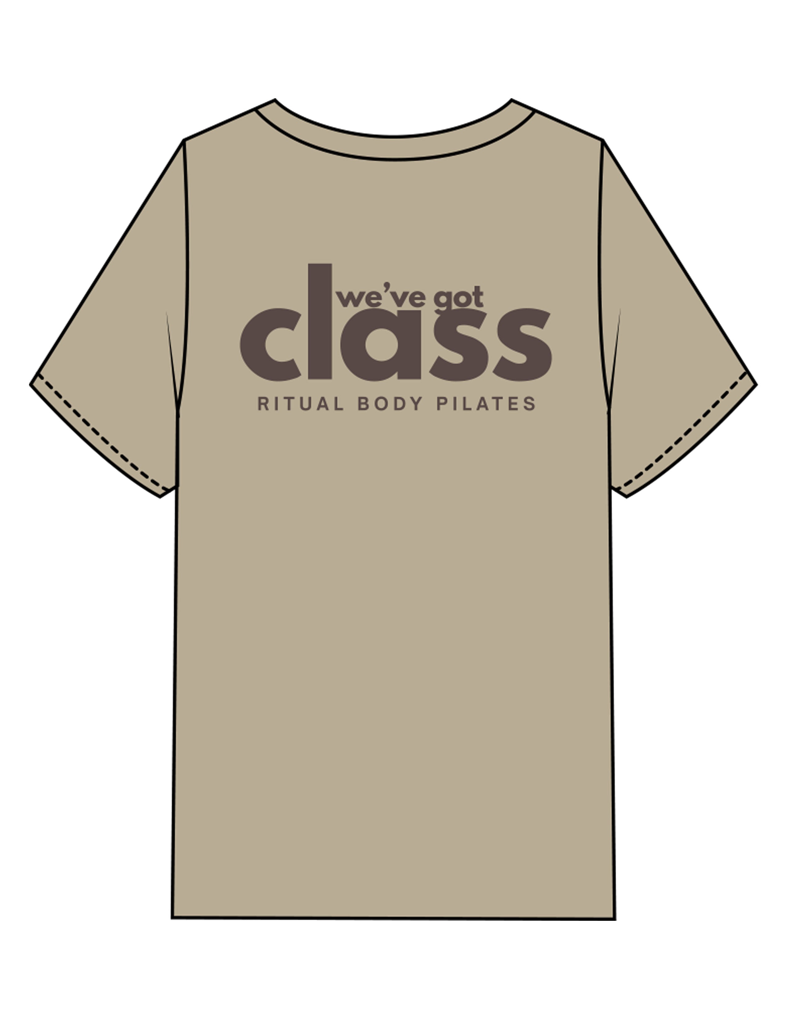 The Mens Heavyweight Tee - Washed Khaki - Ritual Body - Center Chest & Back Stacked - Printed - Brown