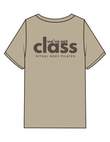 The Mens Heavyweight Tee - Washed Khaki - Ritual Body - Center Chest & Back Stacked - Printed - Brown