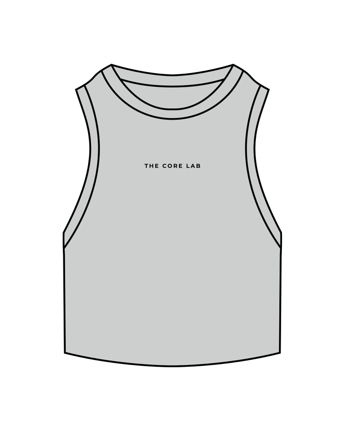 The Ribbed Crop Tank - Storm - Core Lab - Center Chest - Embroidered - Black