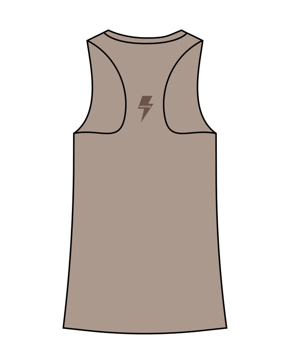 The Womens Full Length Tank - Warm Gray - HiLo - Upper Back - Printed - Tone on Tone