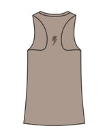 The Womens Full Length Tank - Warm Gray - HiLo - Upper Back - Printed - Tone on Tone