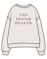 The Womens Crewneck - Bone - The Dough Dealer - Center Chest - Back Center Stack - Printed - Brown