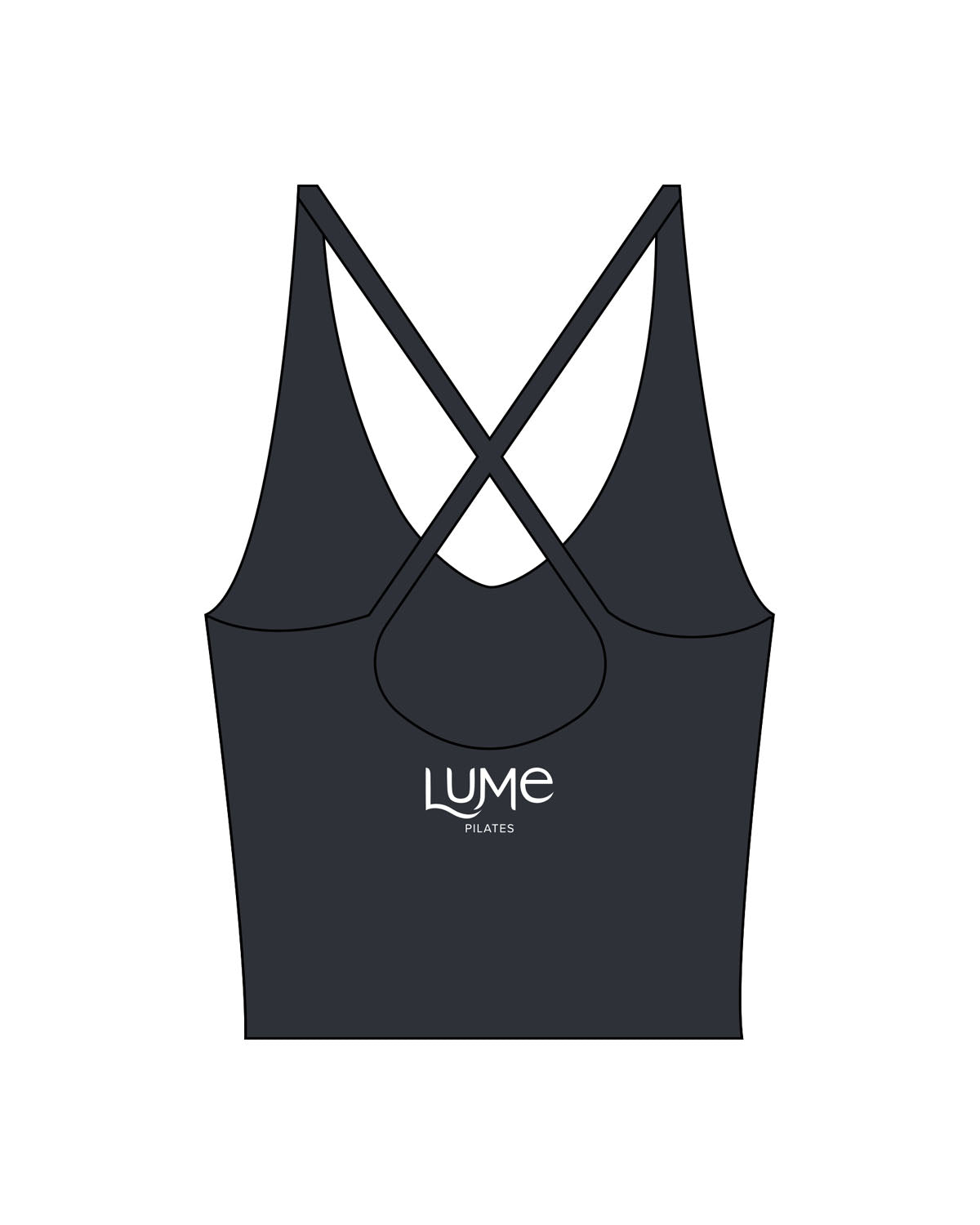 The Sporty Strappy Tank - Grey - Lume Pilates - Back Center - Printed - White