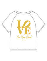 The Kids Tee - White - New Mom School - Left Chest & Back Stacked - Printed - Gold