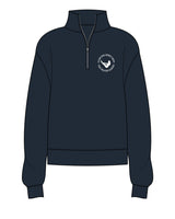 The Womens 1/4 Zip - Navy - Pilates Baddie - Left Chest Round - Printed - White