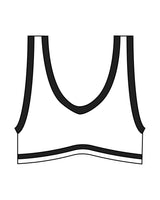 The Piped Bra - White - Plank + Power- Back Center - Printed - Black