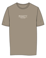 The Womens Tee - Eucalyptus - Mighty Pilates - Center Chest Stacked - Printed - Off White