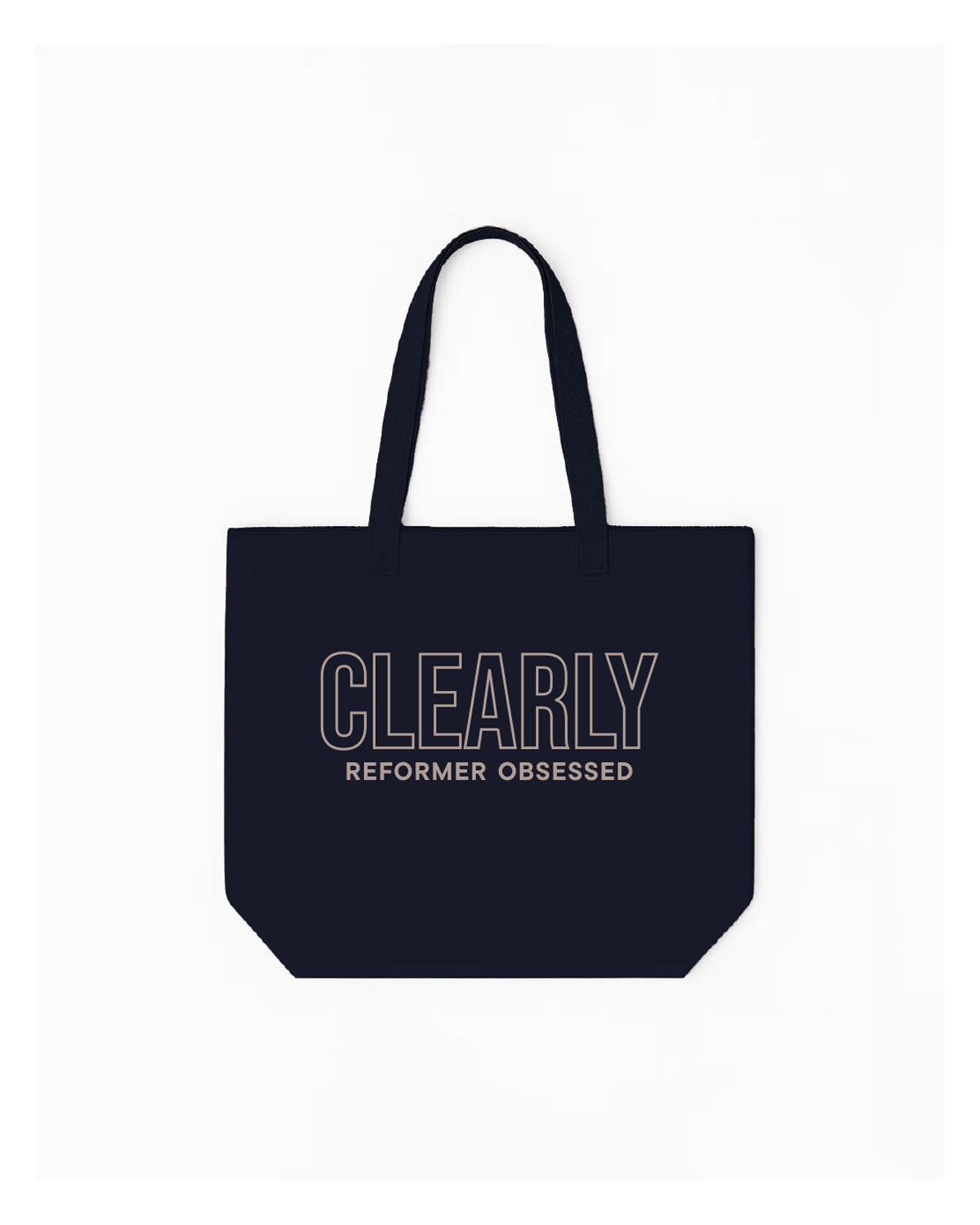 The Tote Bag - Black - Clearly Pilates - Center Body Stacked - Printed - Bone