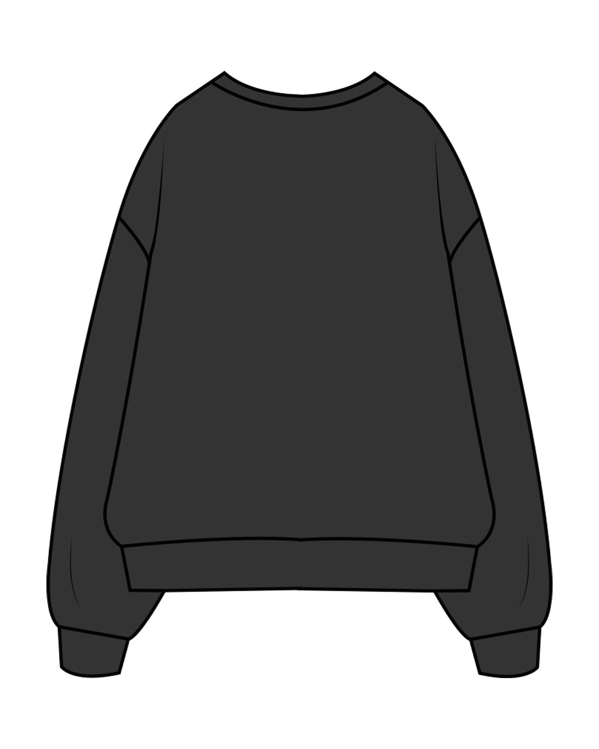 The Mens Crewneck - Washed Black - Bean Head - Left Chest - Embroidered - White