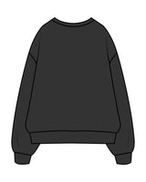 The Mens Crewneck - Washed Black - Bean Head - Left Chest - Embroidered - White