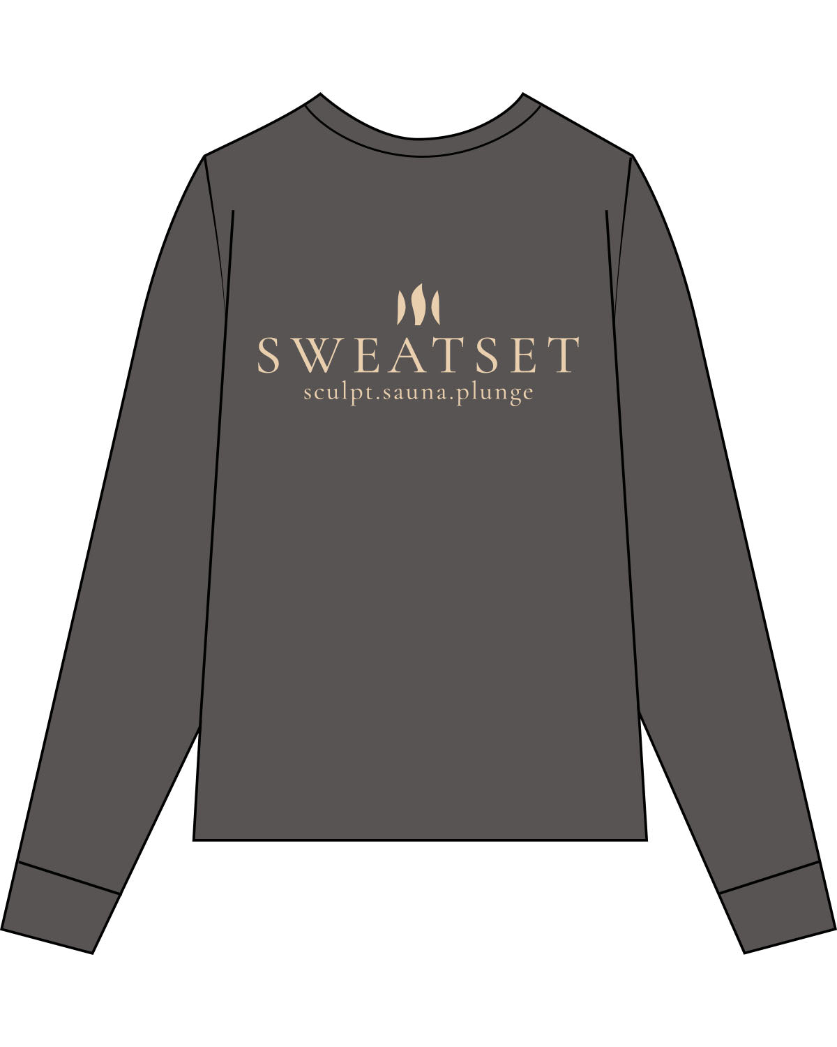 The Unisex Midweight Long Sleeve - Pepper - Sweatset - Left Chest - Back Center - Printed - Beige