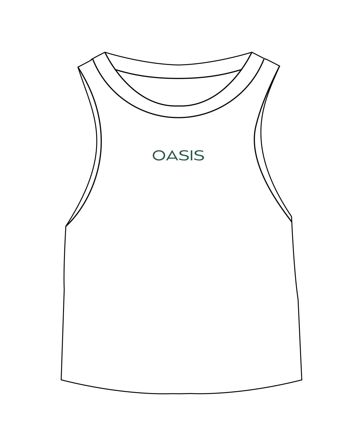 The Micro Rib Racer Crop - White - OCWC - Center Chest - Printed - Green