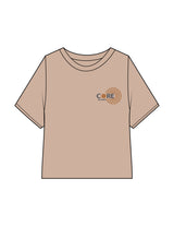 The Boxy Crop Tee - Sand - Core Precision - Left Chest Stacked - Printed - Full Color