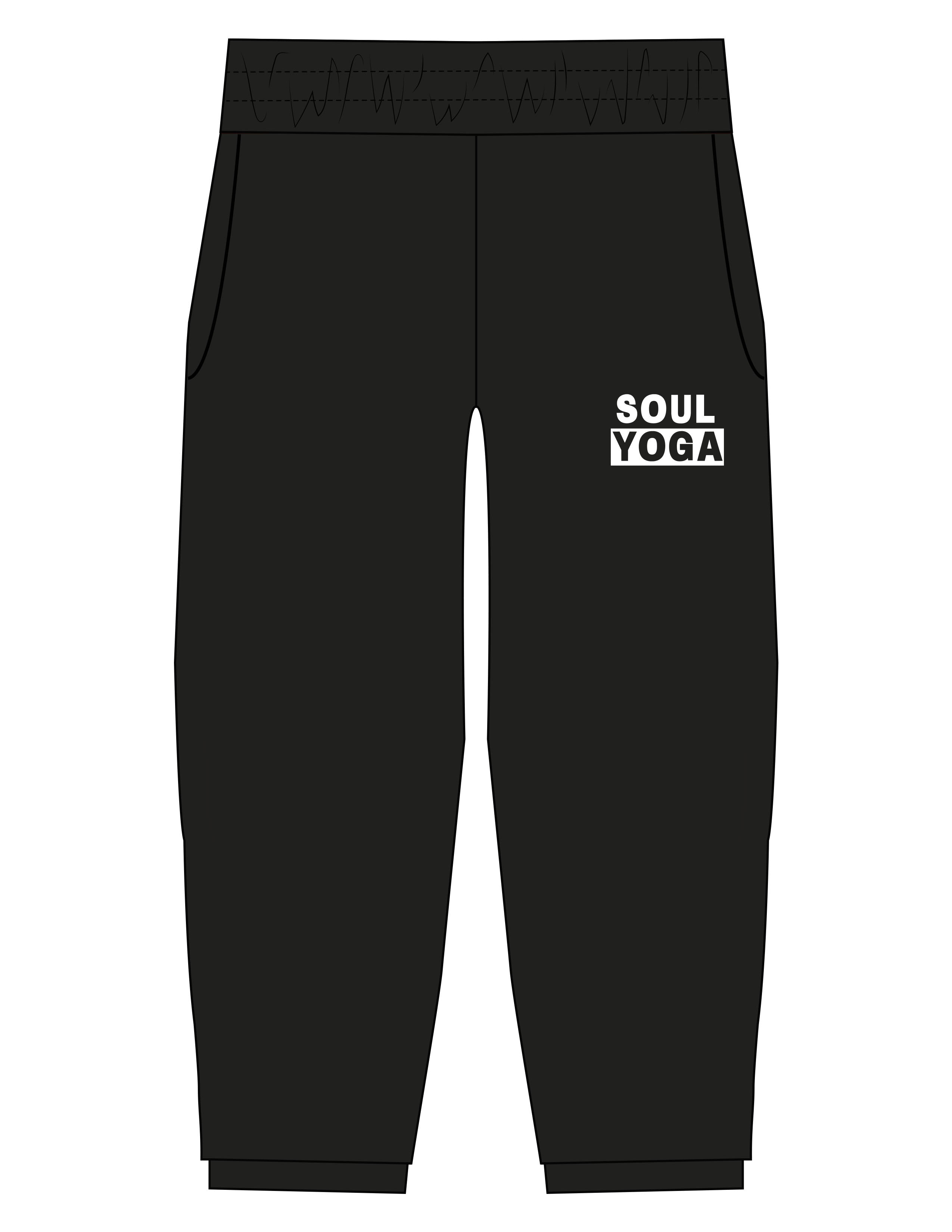 The Kids Sweatpants - Black - SOUL YOGA - Left Leg Stacked - Printed - White