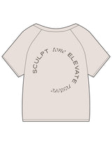 The Kids Tee - Bone - Core Ritual - Left Chest Stacked & Back Round - Printed - Taupe