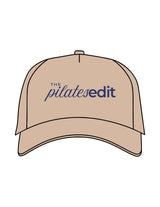 The 5 Panel Trucker Hat - Sand - The Pilates Edit - Center Crown Stacked - Embroidered - Navy