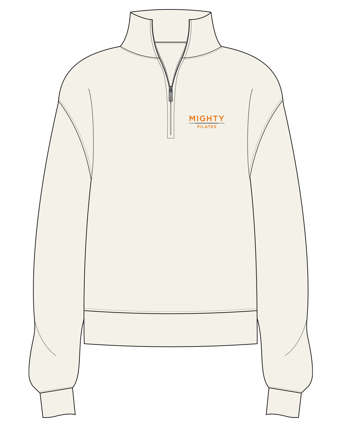 The Mens 1/4 Zip - Off White - Mighty Pilates - Left Chest - Embroidered - Full Color