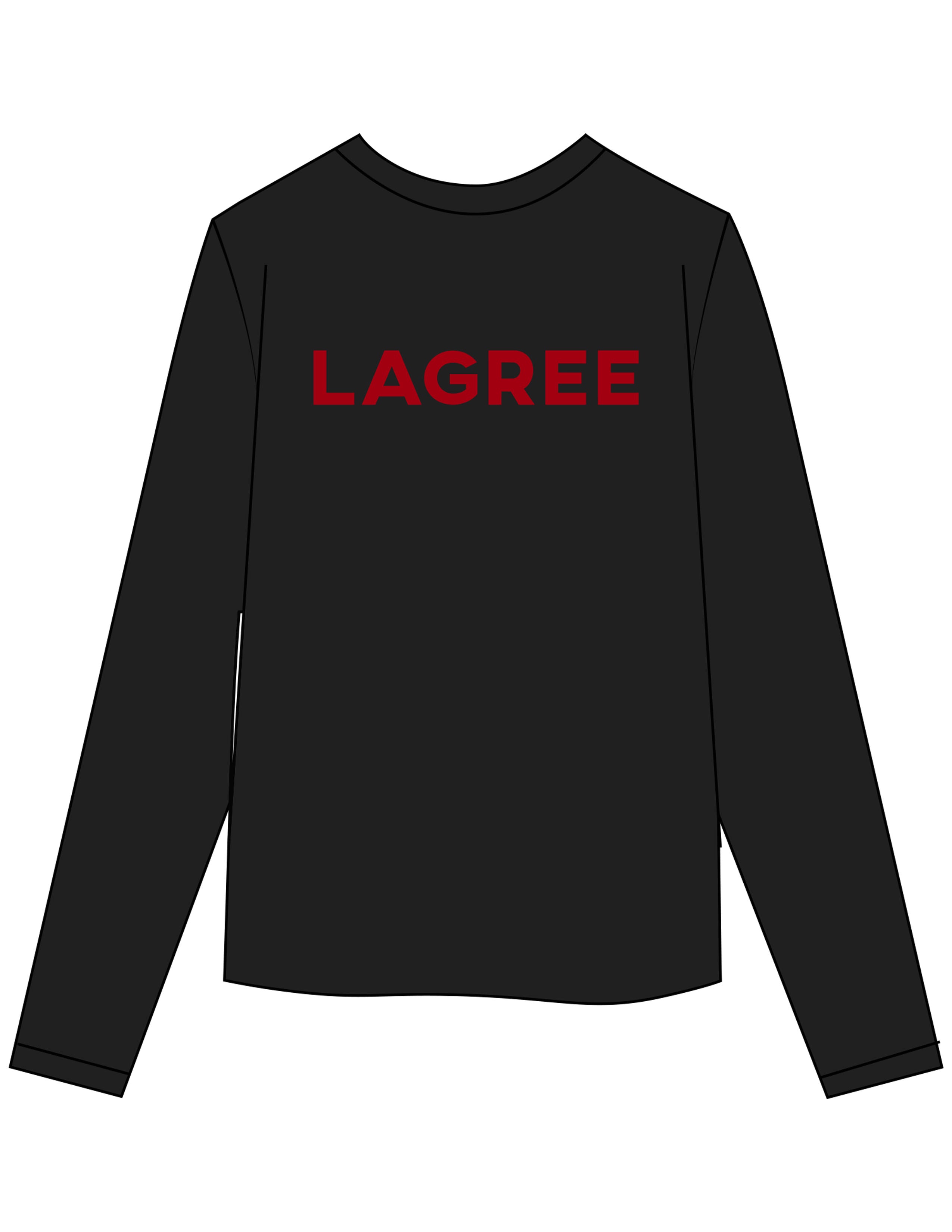 The Womens Long Sleeve - Black - Method Lagree - Left Chest Round & Center Back - Printed - Full Color