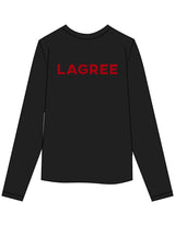 The Womens Long Sleeve - Black - Method Lagree - Left Chest Round & Center Back - Printed - Full Color