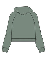 The Womens Lightweight Cropped Hoodie - Sage - R.M.W.I - Center Chest - Printed - Cream