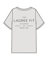 The Mens Heavyweight Tee - Washed Bone - Lagree Fit Studio - Left Chest & Back Stacked - Printed - Washed Black